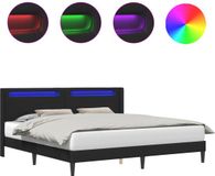 vidaXL Bedframe met LED-stripverlichting Zwart 180 x 200 cm Kunstleer