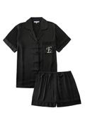 Emilie collection Fliex / Emilie collection Emilie collection - pyjamaset - zwart - satijn - dames shortama - pyjama kort - maat large