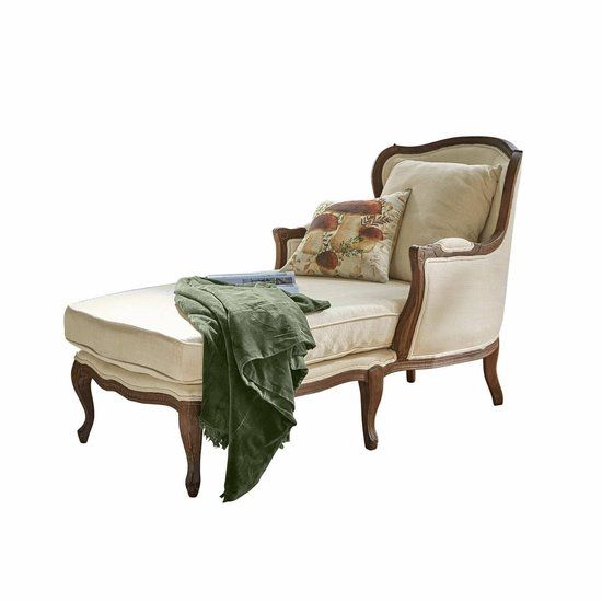 LOBERON Chaise longue Muel crème/bruin