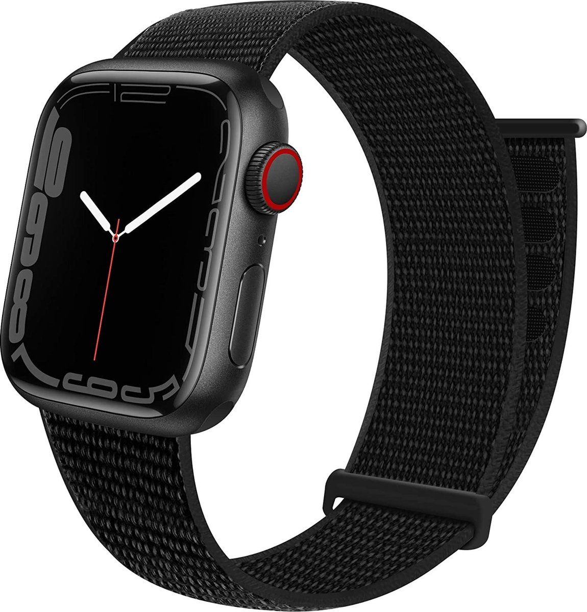 Strap-it Apple Watch nylon loop bandje - zwart - Maat: 38 - 40 - 41mm