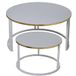 DRW Set van 2 ronde salontafels van hout en metaal, in wit en goud, 80 x 43 cm en 60 x 38 cm