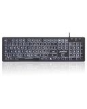 Perixx PERIBOARD-317 toetsenbord met achtergrondverlichting, led, wit, USB, bedraad, full-size, grote letters, Italiaanse QWERTY-lay-out