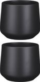 Mica Decorations Bloempot/plantenpot - 2x stuks - mat grijs - H15,5/D17 cm - keramiek - voor kamerplant