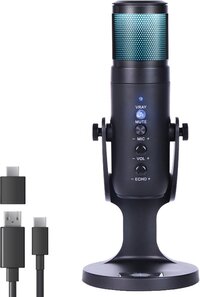 Nuvance USB Microfoon met Standaard - voor PC en Gaming Microfoon - Streaming Microphone - RGB