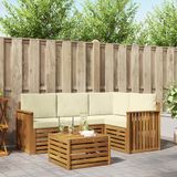 vidaXL Hoek loungeset Natuurlijk en crème Polyester
