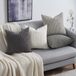 Merkloos / Sans marque Set van 4 grijze corduroy kussenhoezen, 50 x 50 cm