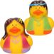 Krüger & Gregoriades Flower power hippie set rubberen eendjes met vestje en peace teken - 5 cm