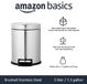 Amazon Basics Ronde Cilindrische Kleine Softclose Prullenbak met Voetpedaal voor Badkamers en Kleine Ruimtes 5L Geborsteld Roestvrij Staal