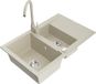 Mexen Gaspar évier en granit 1,5 bac avec égouttoir et robinet de cuisine Telma, beige