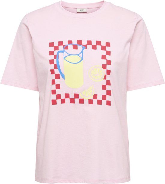 JDY Jacqueline de Yong T-shirt Jdytinne S/s Summer Print T-shirt J 15372784 Pink-a-boo/lemon Dames Maat - M