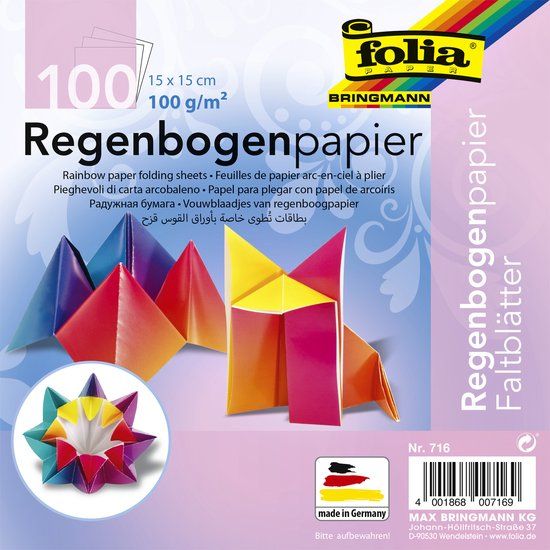 Folia Paper Folia Vouwblaadjes folia 100gr 15x15cm 100v regenboog