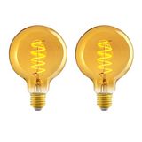 Amazon Basics Ledlampen, 2 stuks, E27, antieke stijl, retro, amberkleurig glas, vintage, G93, 4 W (vervangt 25 W), 1800 K, ultrawarm licht