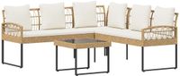 vidaXL Tuinset met 2 tuinstoelen, naturel, polyrotan, staal