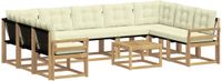 vidaXL Hoek loungeset 9 zitplaatsen Wit en crème Acacia hout