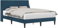 vidaXL Bedframe met hoofdeinde, blauw, 160 x 200 cm, fluweel