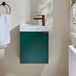 Hudson Reed Cluo Collectie Meuble vasque suspendu 40cm Compact - Vert foncé - avec vasque | Poignée profilée en cuivre satiné