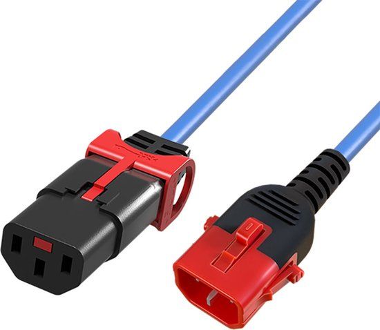 ACT Netsnoer C13 IEC Lock+ - C14 IEC Lock Dual Locking blauw 1,5 m