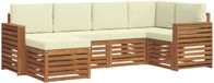 vidaXL - Hoek loungeset - 6 zitplaatsen - Natuurlijk en crème - Polyester