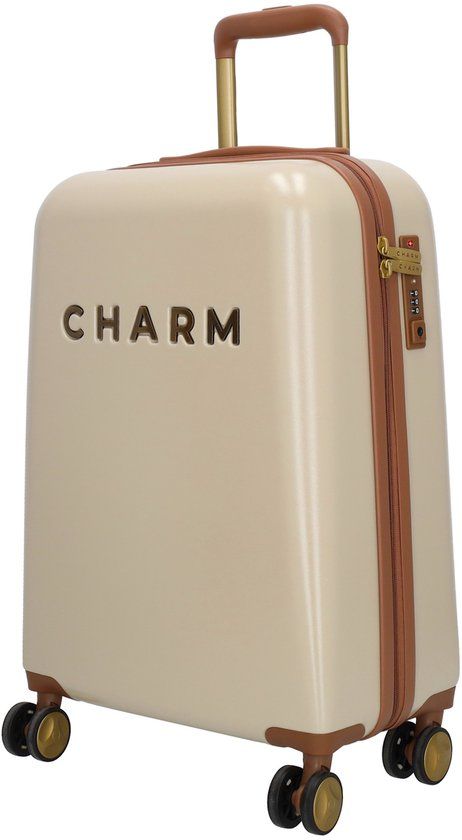Charm London Capetown Koffer - Trolley - Handbagage - 55 cm - ABS - 37 Liter - TSA Slot - Beige