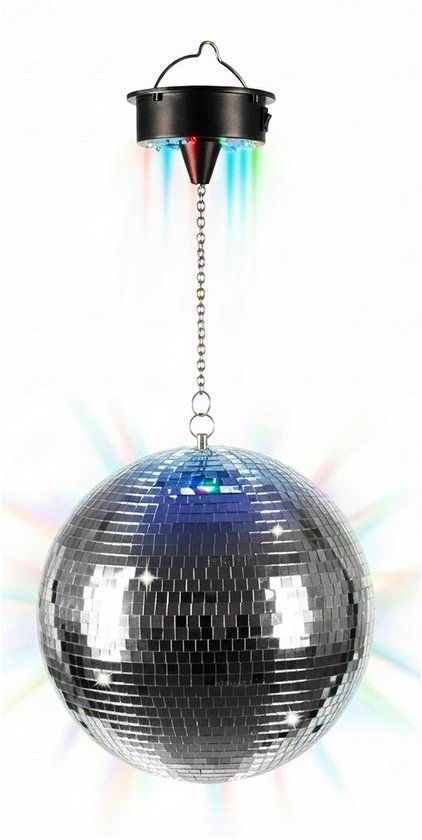 Merkloos Relaxdays Discobal - 40 cm - met motor - led - Zilver/Zwart