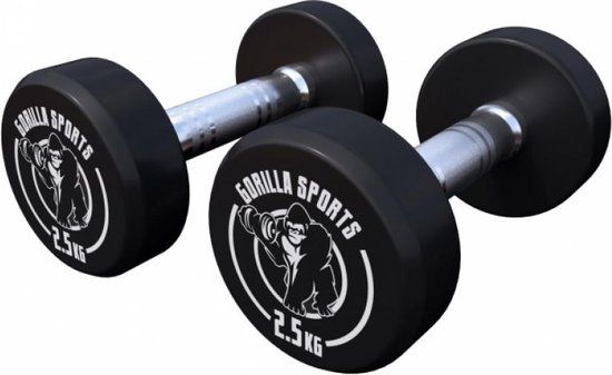 Gorilla Sports Dumbbell Set - 5 kg - Cast Iron - Black