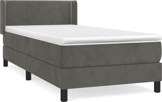 vidaXL Boxspring met matras fluweel donkergrijs 90x190 cm
