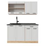 Vicco Keuken "R-Line", landelijk wit/gouden eiken, 140 cm