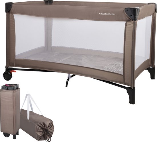 X Adventure Campingbedje / Reisbed Twist Taupe Inclusief Transporttas