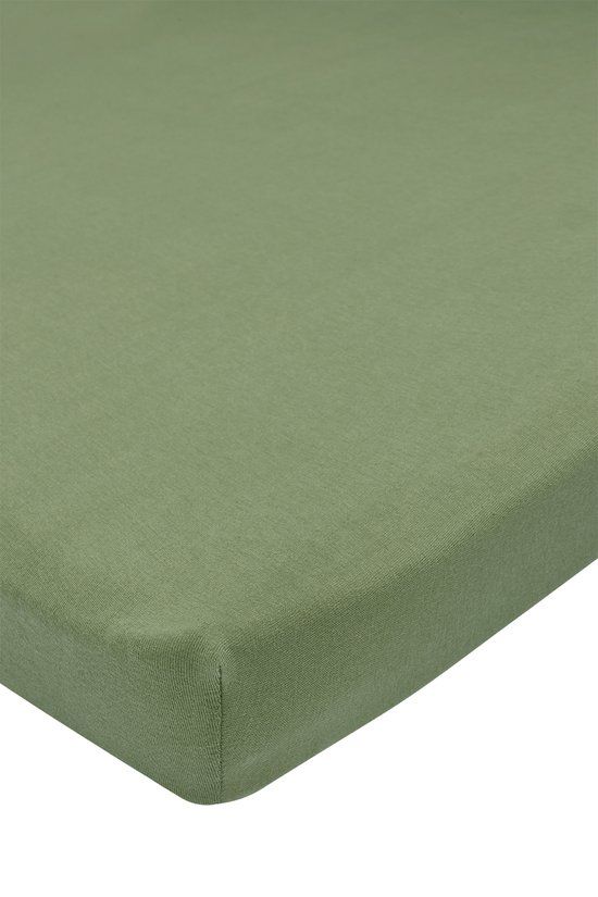 Meyco Baby Uni hoeslaken boxmatras - jersey - olive green - 75x95cm