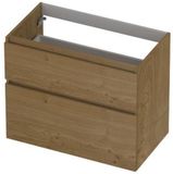 INK - Onderkast 2 Laden Greeploos Fineer Eiken met Houten Keerlijst A-symmetrisch - 800x450x650 Mm - Natur Fineer