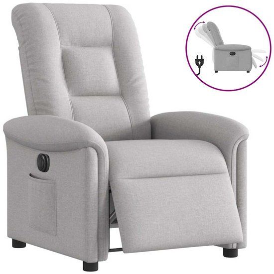 vidaXL Fauteuil elektrisch verstelbaar stof wolk grijs