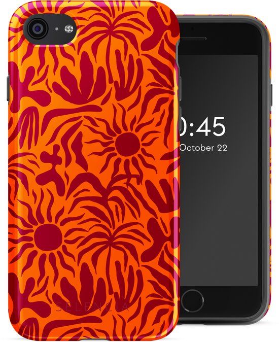 Selencia Hoesje - Geschikt voor Apple iPhone SE (2022) / SE (2020) / 8 / 7 / 6s / 6 - Backcover - Tropical Vibes Apricot