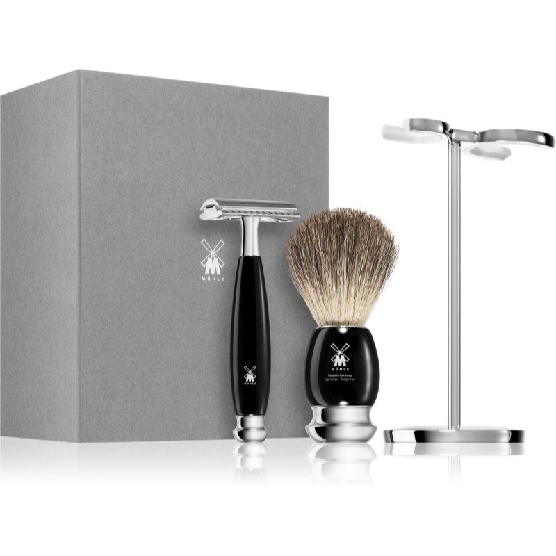 MÜHLE Vivo 3-delige scheerset, handgrepen van edelhars, zwart