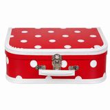 Merkloos Kinderkoffer polkadot - rood / wit - 30 cm - karton - logeerkoffer / opbergkoffer - kraamcadeau