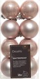 Decoris Kerstballen - 16 stuks - zacht roze - 4 cm - kunststof - mat - glans