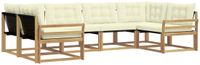 vidaXL Hoek loungeset 6-delig Wit en crèmekleurig Acacia hout
