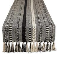 DII Farmhouse Braided Stripe Table Runner Collection, 15x72 (15x77, Fringe Included), Black