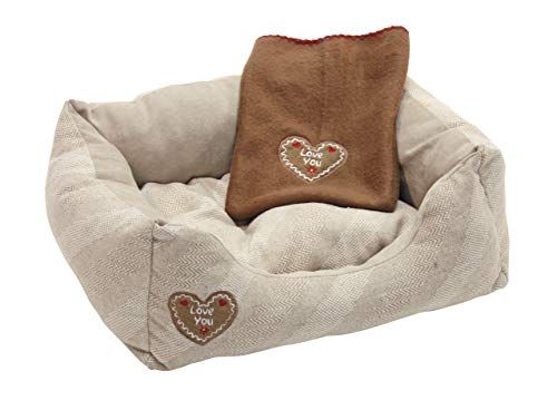 Kerbl 81231 knuffelbed Love You, 47 x 37 x 17 cm/50 x 40 cm, beige