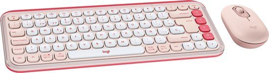 Logitech POP ICON Spanish QWERTY Pink Keyboard and Mouse Combo