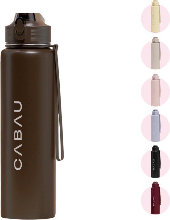 Cabau Lifestyle Cabau Bloom Waterfles Staal 870 ml Chocolate Brown
