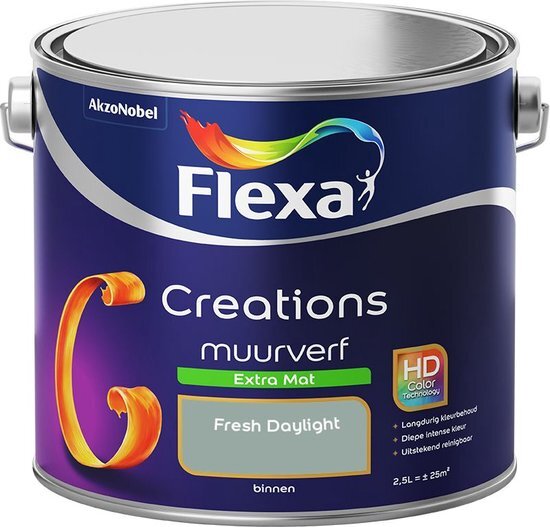 FLEXA Creations - Muurverf - Extra Mat - Fresh Daylight - 2,5 liter