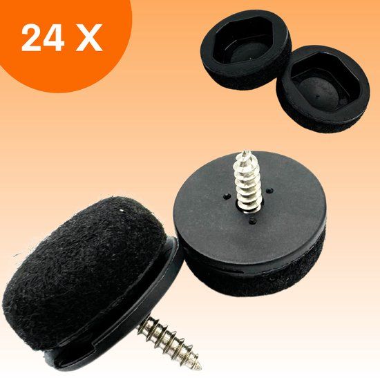 FLOOQ Pro Click-on Stoelpootdoppen 35mm - 24 Stuks - Zwart