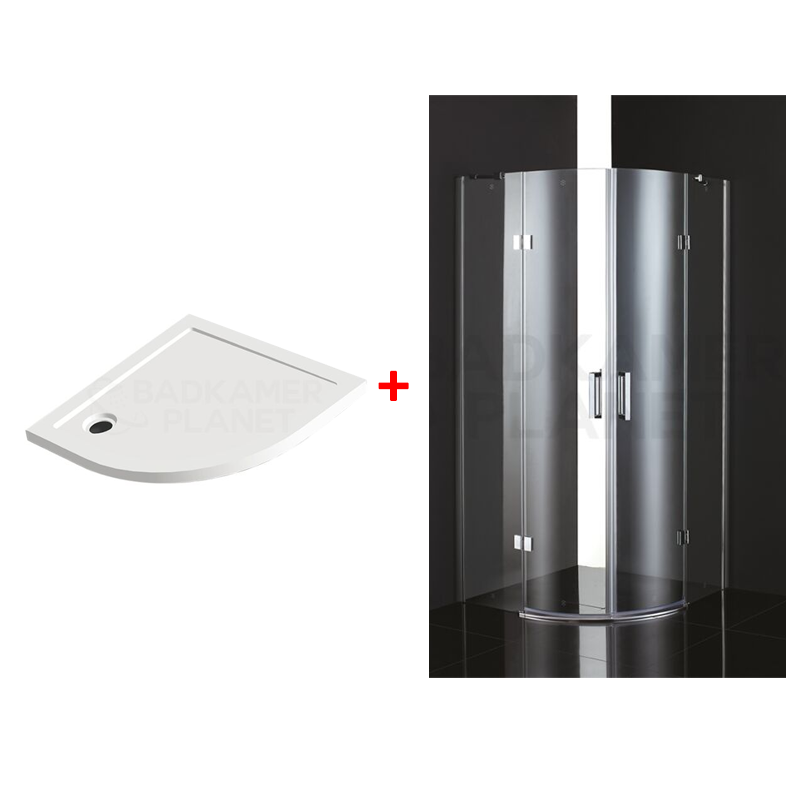 Badkamerplanet Douchecabine Kwartrond 90x90 cm Mat Zwart met Douchebak