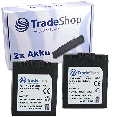 Trade Shop 2X Li-Ion batterij 1500mAh compatibel met Panasonic Lumix DMC-FZ28 DMC-FZ35 DMC-FZ38 compatibel met Leica V-Lux 1 DMW-BMA7 CGA-S006 CGR-S006 CGR-S006E