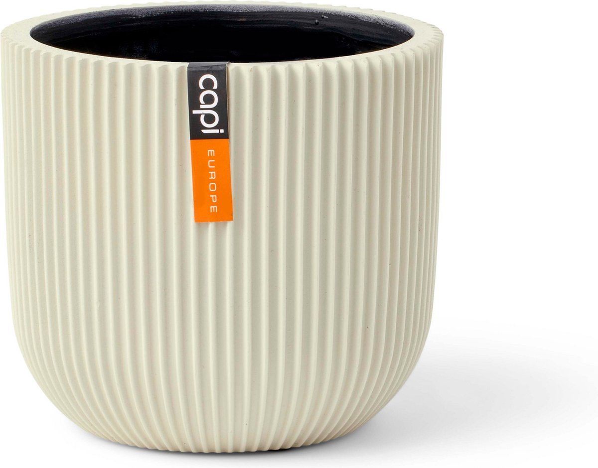 Capi Europe Bloempot bol Groove - 8x7 - Beige - Kunststof - Binnen