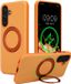 kwmobile Hoesje met 360° ringstandaard voor Samsung Galaxy A56 5G - Hardcase met draaibare kickstand - Compatibel met MagSafe - oranje