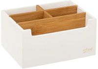 5Five Make-up badkamer sorteer organizer - 5 vaks compartimenten bakje - wit - 18 x 14 x 9 cm - bamboe - pennenbak