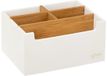 5Five Make-up badkamer sorteer organizer - 5 vaks compartimenten bakje - wit - 18 x 14 x 9 cm - bamboe - pennenbak