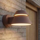 Lucande - LED wandlamp buiten - 1 licht - Aluminium, glas - H: 9.3 cm - bruin