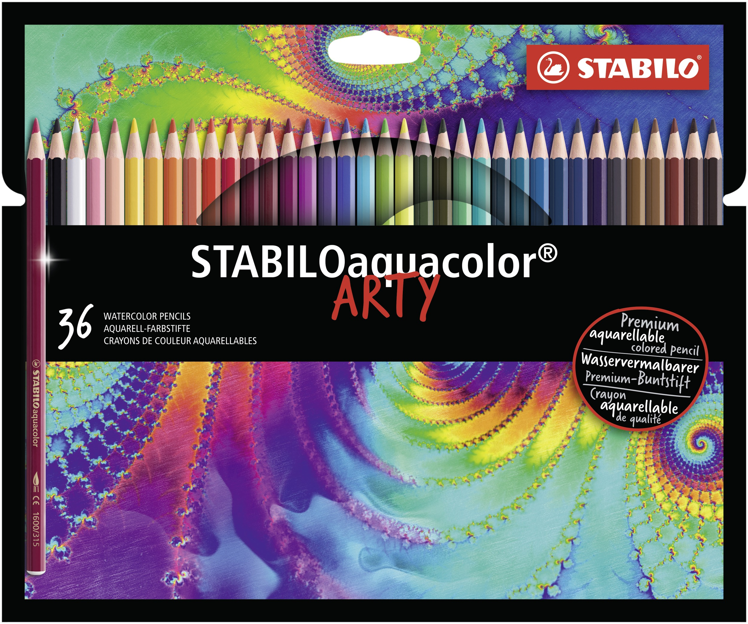 STABILO aquacolor, premium aquarel kleurpotlood, ARTY etui met 36 kleuren